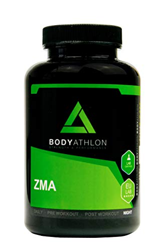 Bodyathlon- ZMA- Zinc Magnesio Vitamina B6– Suplemento deportivo testosterona- Recuperador Muscular- Evita el cansancio- Sistema Inmunitario- Evita el catabolismo y los calambres- 90 cápsulas- Vegano
