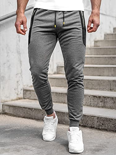 BOLF Hombre Pantalón Deportivo Pantalones De Chándal Jogger Pantalones Holgados de Deporte Running Entrenamiento Fitness Jogging Slim fit Estilo Urbano K10223 Grafito M [6F6]