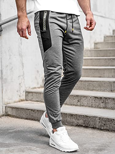 BOLF Hombre Pantalón Deportivo Pantalones De Chándal Jogger Pantalones Holgados de Deporte Running Entrenamiento Fitness Jogging Slim fit Estilo Urbano K10223 Grafito M [6F6]