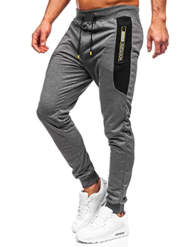 BOLF Hombre Pantalón Deportivo Pantalones De Chándal Jogger Pantalones Holgados de Deporte Running Entrenamiento Fitness Jogging Slim fit Estilo Urbano K10223 Grafito M [6F6]