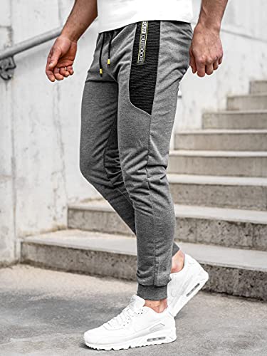 BOLF Hombre Pantalón Deportivo Pantalones De Chándal Jogger Pantalones Holgados de Deporte Running Entrenamiento Fitness Jogging Slim fit Estilo Urbano K10223 Grafito M [6F6]