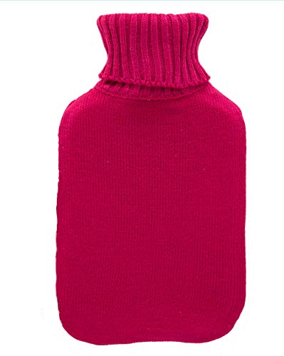 Bolsa de agua caliente con funda axion + Incluye funda rosa para un uso seguro | Para calentar pies o para calentar cama | Capacidad aprox. de 2 litros