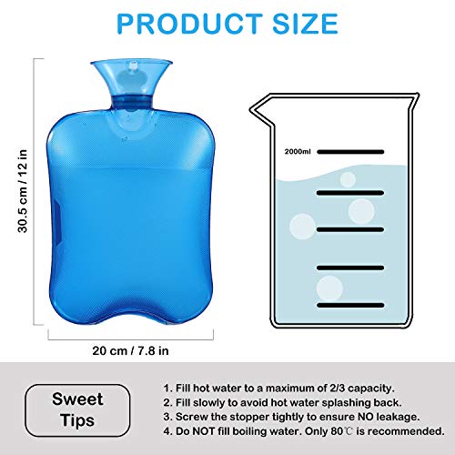 Bolsa de Agua Caliente, Gifort Botellas de Agua Caliente con Fundas Tejidas 2L Hot Water Bottle, Extraíble y Lavable, No Hay Fugas, Para Mantener el Agua Calient, para Noches Frías de Invierno