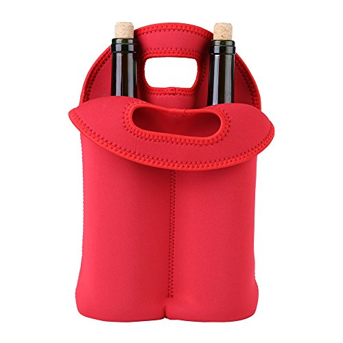 Bolsa de asas para portador de vino 1PC Bolsa de botella de vino de neopreno Cubierta protectora Soporte de botella de vino para picnics, playa, viajes