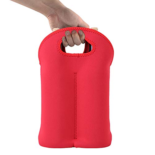 Bolsa de asas para portador de vino 1PC Bolsa de botella de vino de neopreno Cubierta protectora Soporte de botella de vino para picnics, playa, viajes