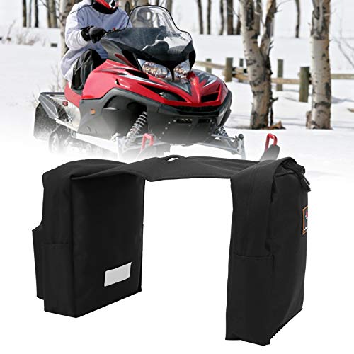 Bolsa de depósito frontal universal para motocicleta con portavasos de alforja 600D Tela Oxford duradera para vehículos todo terreno, motos de nieve, motos de nieve