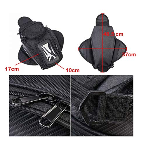 Bolso del tanque de la motocicleta Oxford alforja magnética con la ventana grande 48.5 * 37cm Asiento trasero universal del bolso de la silla de montar equipaje de la cola