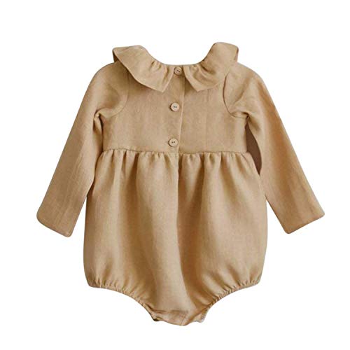 Bonita pelele para bebé niña o niño – Cuello Claudine o cuello Pierrot – Romper – Elegante – Mono – Mono – Marca francesa, beige, 12-18 Meses