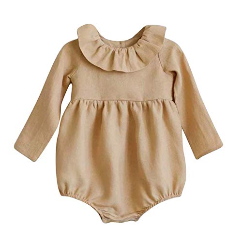 Bonita pelele para bebé niña o niño – Cuello Claudine o cuello Pierrot – Romper – Elegante – Mono – Mono – Marca francesa, beige, 12-18 Meses
