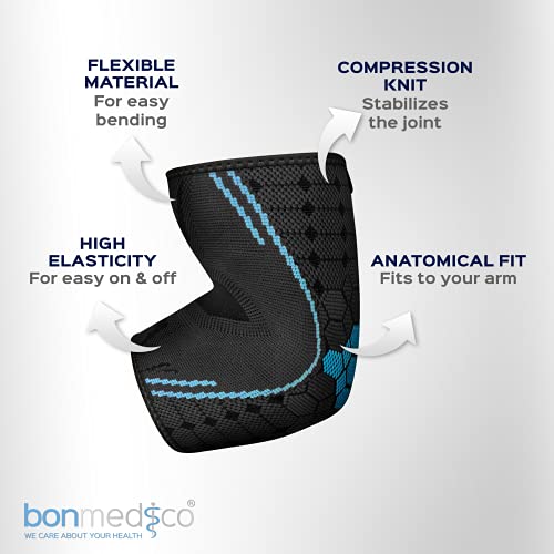 Bonmedico Coderas deportivas y mangas para brazos para tendinitis, epicondilitis o lesión de tenista, unisex, codera padel para brazos en color gris, resistente y con cierre de lazo