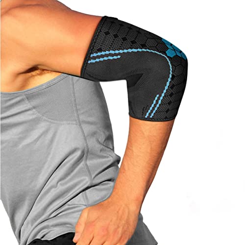 Bonmedico Coderas deportivas y mangas para brazos para tendinitis, epicondilitis o lesión de tenista, unisex, codera padel para brazos en color gris, resistente y con cierre de lazo