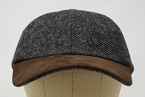 Borges & Scott La Sligo - Gorra de béisbol - 100% Lana - Tweed Irlandés - Visera de Cuero Nobuck - Pizarra Irlandesa