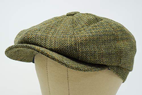 Borges & Scott La Tyrone - Gorra Newsboy de Tweed Irlandés - País Verde - Medio (57-60cm)