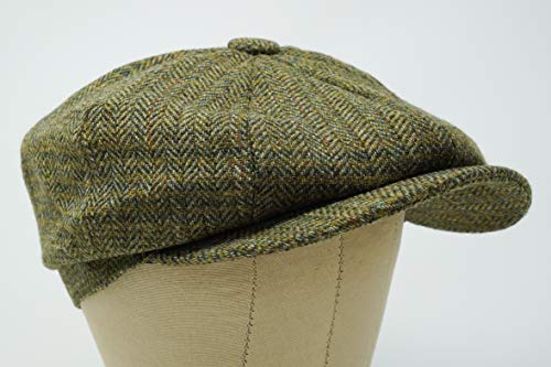 Borges & Scott La Tyrone - Gorra Newsboy de Tweed Irlandés - País Verde - Medio (57-60cm)