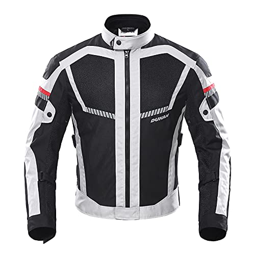 BORLENI Chaqueta de Motocicleta de Moto para Hombre, Respirable, Armadura Protección, reflexión de Alto Brillo, para Verano Primavera otoño M