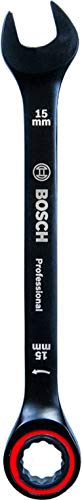 Bosch Professional 1600A01TG9 Llave combinada con función de carraca, 15 mm, cromo vanadio, 15mm