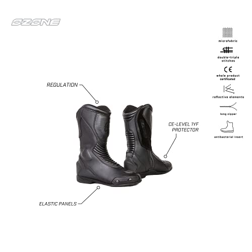 Botas de moto OZONE Force, materiales resistentes, tacón duro para tobillos y espinillas, suela antideslizante, elementos reflectantes, plantilla antibacteriana