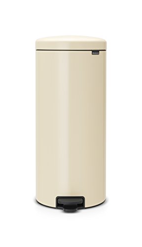 Brabantia Bin newIcon Cubo de Basura con Pedal, Acero Inoxidable, Almendra, 30 l