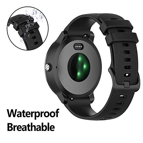 Braleto Correa Compatible con Garmin Vivoactive 3 / Vivoactive 3 music / Venu, 20mm Pulsera de Repuesto de Silicona Suave (Negro)