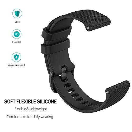 Braleto Correa Compatible con Garmin Vivoactive 3 / Vivoactive 3 music / Venu, 20mm Pulsera de Repuesto de Silicona Suave (Negro)