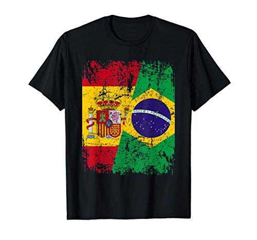 BRASIL Camiseta ESPAÑA BANDERA de la AMISTAD BRASIL Camiseta