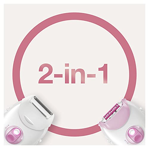 Braun Silk-épil 3 3-270 Depiladora Eléctrica Mujer para Una Depilación Duradera, Cabezal de Rasurado y Recorte, Sistema de 20 Pinzas, Luz Smartlight, Rodillos de Masaje, Blanca/Rosa