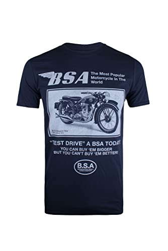 BSA Motocycles Test Drive Camiseta, Azul (Navy Navy), Large (Talla del Fabricante: Large) para Hombre