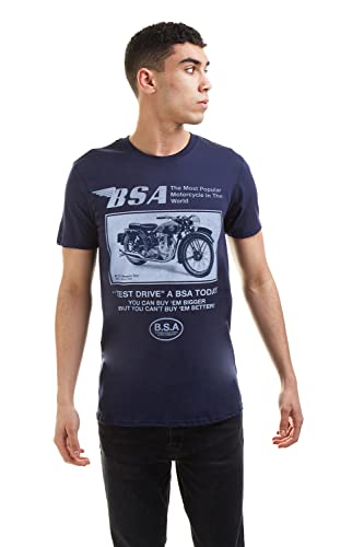 BSA Motocycles Test Drive Camiseta, Azul (Navy Navy), Large (Talla del Fabricante: Large) para Hombre