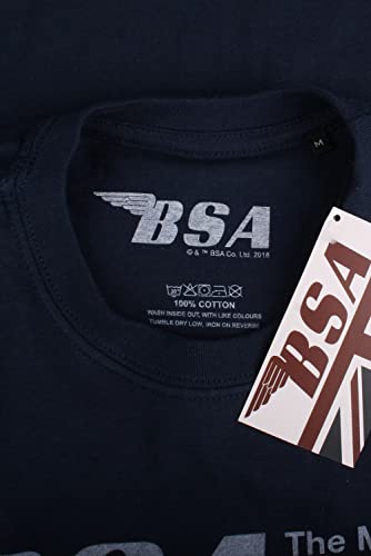 BSA Motocycles Test Drive Camiseta, Azul (Navy Navy), Large (Talla del Fabricante: Large) para Hombre