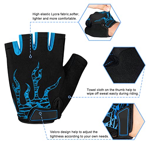 BTNEEU Guantes Ciclismo Medio Dedo Guantes MTB Cortos, Guantes Ciclismo Verano Guantes MTB Gel Antideslizante Transpirable, Guantes Bicicleta Montaña Carretera para Hombre y Mujer (Azul, M)