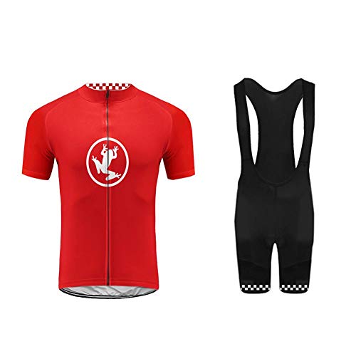 BurningBikewear Bikewear Traje de Deporte al Aire Libre Jersey de equitación Ropa Deportiva de Manga Corta Jersey + Correa Pantalones Primavera y Verano Transpirable y de Secado Rápido