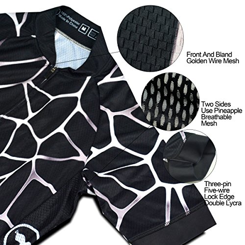BXIO Heavy Metal para Hombre del Estilo de la Ropa de Ciclo de Cierre con Doble Lycra para la Manga y los Cortocircuitos Pequeño Negro