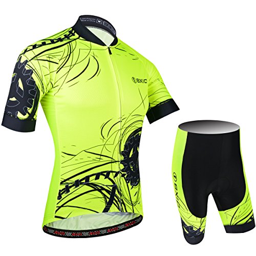 BXIO Hombres Jersey de Ciclo Bike Wear Yellow Fluo Road Race X-Pequeño Amarillo