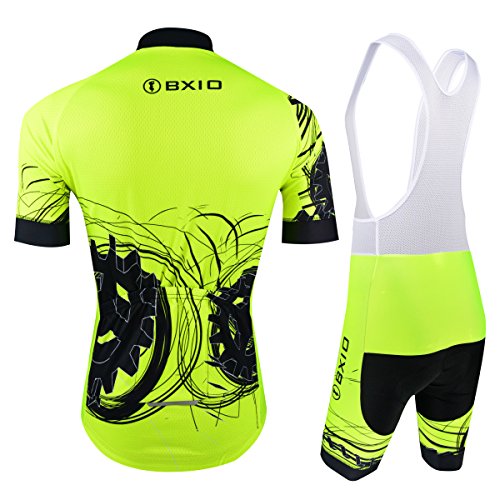 BXIO Hombres Jersey de Ciclo Bike Wear Yellow Fluo Road Race X-Pequeño Amarillo