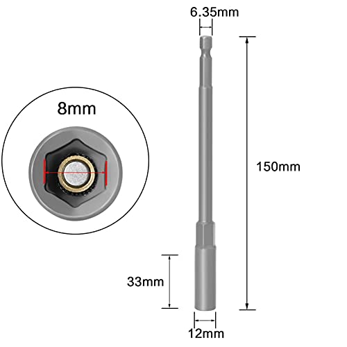 C-LARSS Hex Nut Driver High Hardness Power Nut Driver Efficient High Hardness 150mm Efficient Tool Steel 6 mm