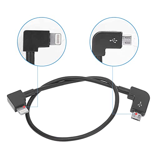 Cable de Datos Micro USB a Lightnning (29 cm, APKLVSR Cable de Datos de Video de 90 Grados Compatible con dji Mavic 2 Zoom / Mavic 2 Pro / Mavic Mini / Mavic Mini 2 / Mavic Air / Mavic Pro