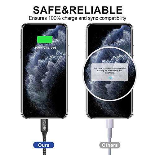 Cable iPhone Cable Lightning [2Pack 2M] Cargador iPhone MFi Certificado Carga Rápida Trenzado de Nylon Compatible con iPhone 11 Pro XS MAX XR X 8 Plus 7 Plus 6S 6 Plus 5 5S 5C SE - Negro