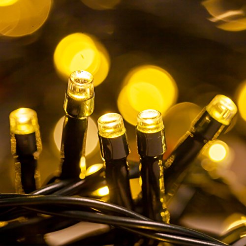 Cadena de Luces WISD 52.8M 500 LED Blanco Cálido Guirnalda de Luz Impermeable con 8 Modos y Función de Memoria, Cable de Color Verde Oscuro, Perfecto para Exterior e Interior, Navidad Fiestas Boda