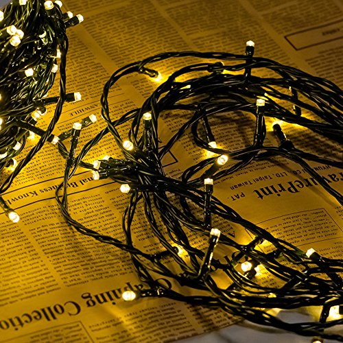 Cadena de Luces WISD 52.8M 500 LED Blanco Cálido Guirnalda de Luz Impermeable con 8 Modos y Función de Memoria, Cable de Color Verde Oscuro, Perfecto para Exterior e Interior, Navidad Fiestas Boda