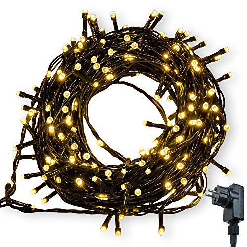 Cadena de Luces WISD 52.8M 500 LED Blanco Cálido Guirnalda de Luz Impermeable con 8 Modos y Función de Memoria, Cable de Color Verde Oscuro, Perfecto para Exterior e Interior, Navidad Fiestas Boda