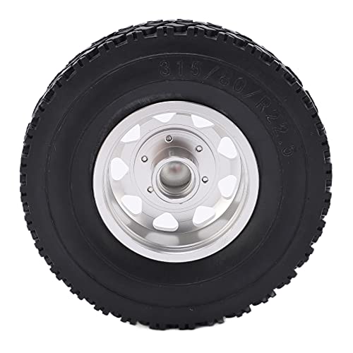 Caiqinlen Buje Delantero de Metal con Neumáticos, Buje Delantero de Aleación de Metal Mejorado Y Duradero de Alta Resistencia con Neumáticos de Goma para Tractor de Remolque para Coche RC 1/14(Plata)