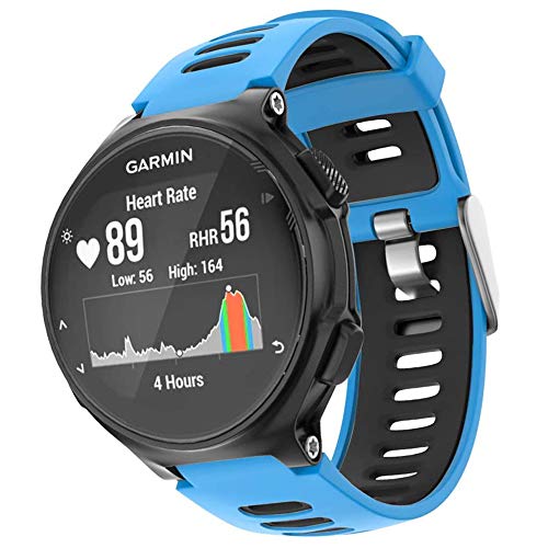 Cakamenshy Correa de reloj compatible con Garmin Forerunner 735XT 220 230 235 620 630 Approach S20 S5 S6 Banda de silicona suave con hebilla de metal para reloj inteligente Garmin (azul)