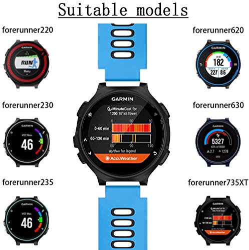 Cakamenshy Correa de reloj compatible con Garmin Forerunner 735XT 220 230 235 620 630 Approach S20 S5 S6 Banda de silicona suave con hebilla de metal para reloj inteligente Garmin (azul)