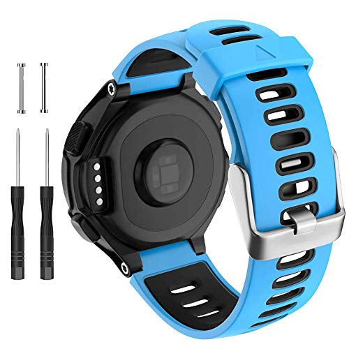 Cakamenshy Correa de reloj compatible con Garmin Forerunner 735XT 220 230 235 620 630 Approach S20 S5 S6 Banda de silicona suave con hebilla de metal para reloj inteligente Garmin (azul)