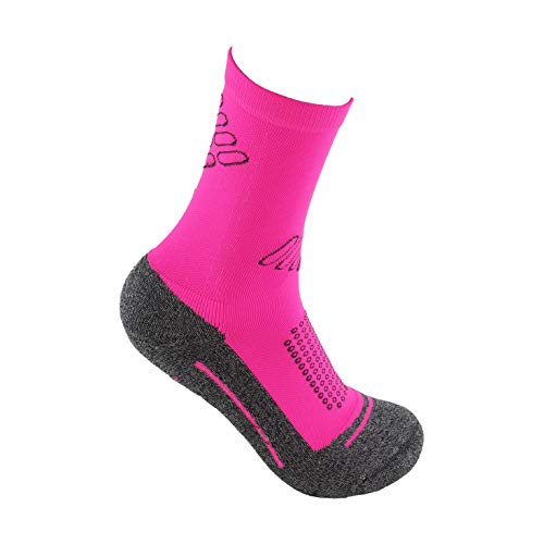 Calcetines deportivos (3 pares) SIN COSTURAS de alto rendimiento para hombre o mujer. Ideales para deportes como running, crossfit, ciclismo, pádel, trekking; Cómodos y resistentes. (Am/Ros/Na, 43-46)