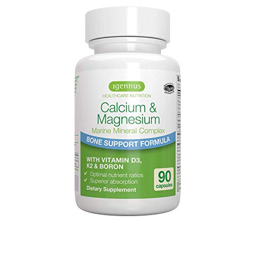 Calcio & Magnesio, Complejo Mineral Marino con Boro, Vitaminas D3 y K2, Vegano, 90 cápsulas