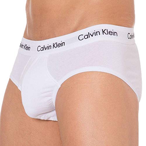 Calvin Klein 3 Pack Briefs-Cotton Stretch Slips, Blanco (White/White), L (Pack de 3) para Hombre