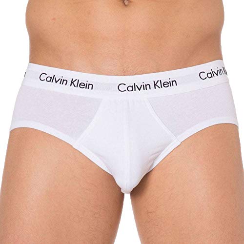 Calvin Klein 3 Pack Briefs-Cotton Stretch Slips, Blanco (White/White), L (Pack de 3) para Hombre