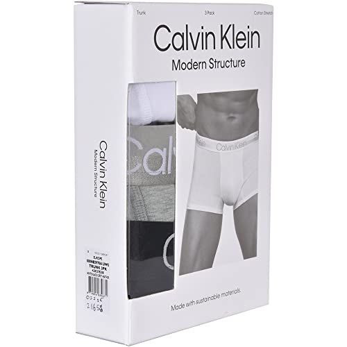 Calvin Klein Trunk 3Pk Bóxers, White/Black/Grey Heather, L (Pack de 3) para Hombre