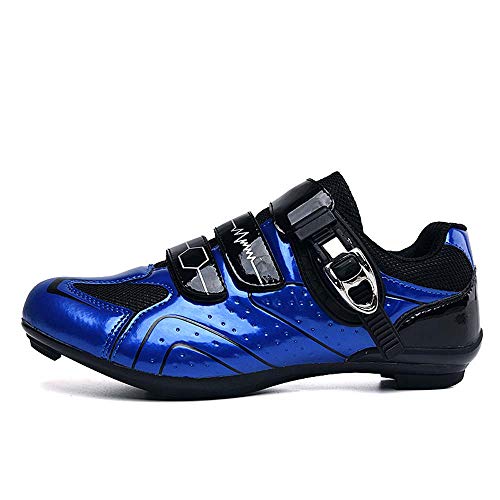 Calzado De Ciclismo para Hombre Calzado De Ciclismo De Carretera Calzado De Ciclismo Transpirable Antideslizante (38,Azul)